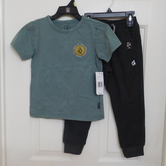 NWT 2pc Volcom Teal True To This Shirt & Joggers Set sz 3t - Picture 1 of 2